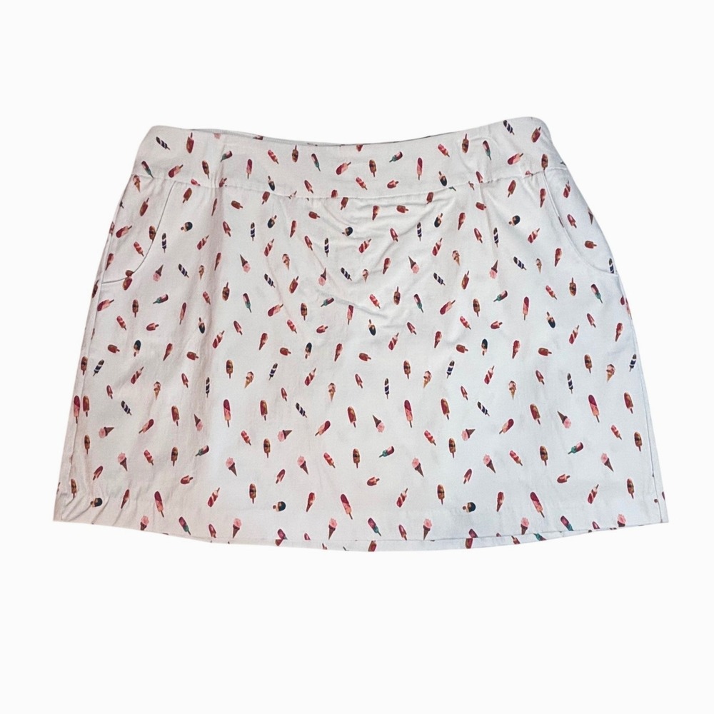 Zac & Rachel Woman White Popsicle Print Skort Plus Size 24W Stretch NWT Summer